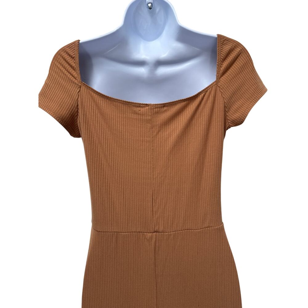 Bodycon Ribbed Knit Dress Size Large Butterscotch Back Slit Reformation Bleeker - Picture 6 of 14